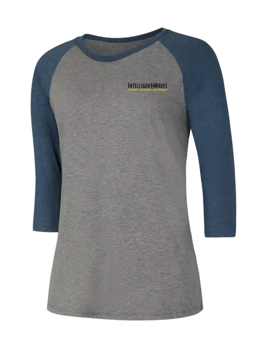 Womens Simply Soft 3/4 Sleeve Navy Frost/Grey Frost Ring Spun Cotton T-Shirt w/Intelligent Waves Logo