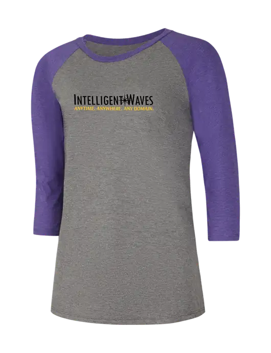 Womens Simply Soft 3/4 Sleeve Purple Frost/Grey Frost Ring Spun Cotton T-Shirt w/Intelligent Waves Logo