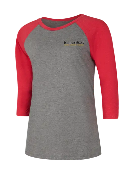 Womens Simply Soft 3/4 Sleeve Red Frost/Grey Frost Ring Spun Cotton T-Shirt w/Intelligent Waves Logo