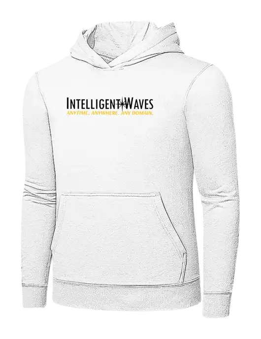 White 7.8 oz Ring Spun Hooded Sweatshirt w/Intelligent Waves Logo