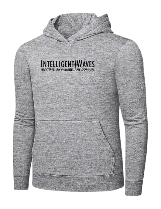 Light Grey Heather 7.8 oz Ring Spun Hooded Sweatshirt w/Intelligent Waves Logo
