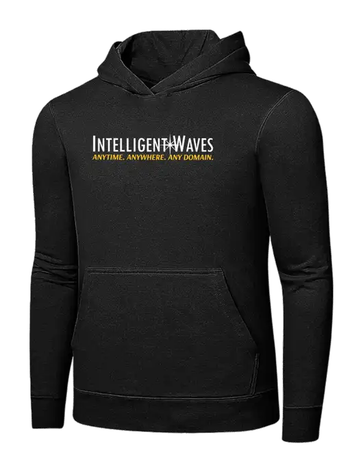 Jet Black 7.8 oz Ring Spun Hooded Sweatshirt w/Intelligent Waves Logo