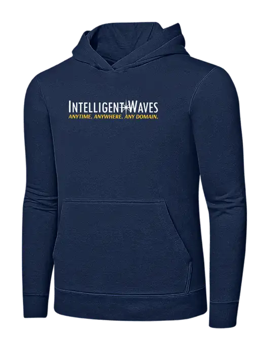 Navy 7.8 oz Ring Spun Hooded Sweatshirt w/Intelligent Waves Logo
