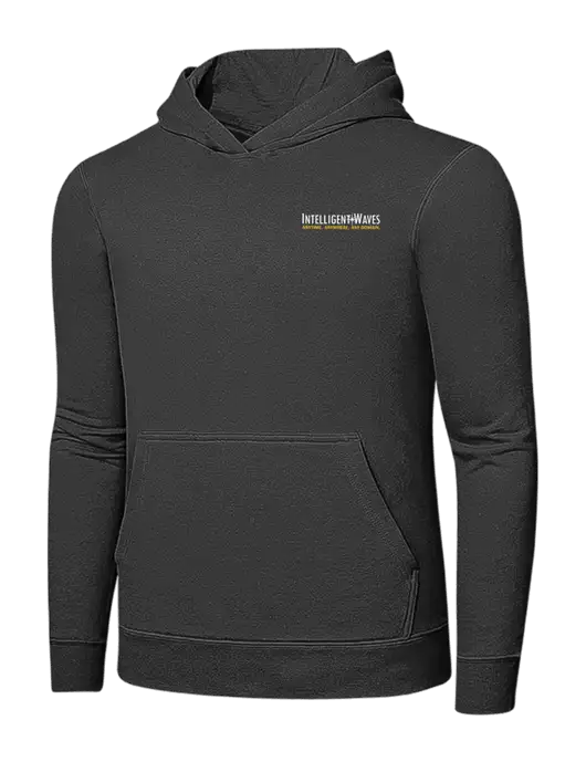 Charcoal 7.8 oz Ring Spun Hooded Sweatshirt w/Intelligent Waves Logo