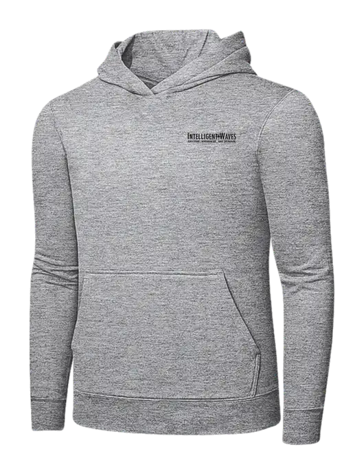 Light Grey Heather 7.8 oz Ring Spun Hooded Sweatshirt w/Intelligent Waves Logo