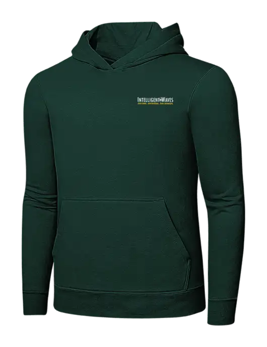 Dark Green 7.8 oz Ring Spun Hooded Sweatshirt w/Intelligent Waves Logo