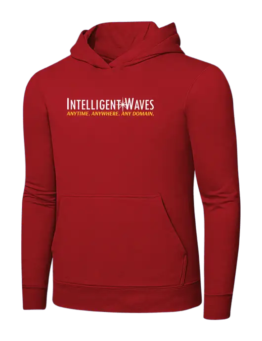 Bright Red 8.5 oz Ring Spun Hooded Sweatshirt w/Intelligent Waves Logo