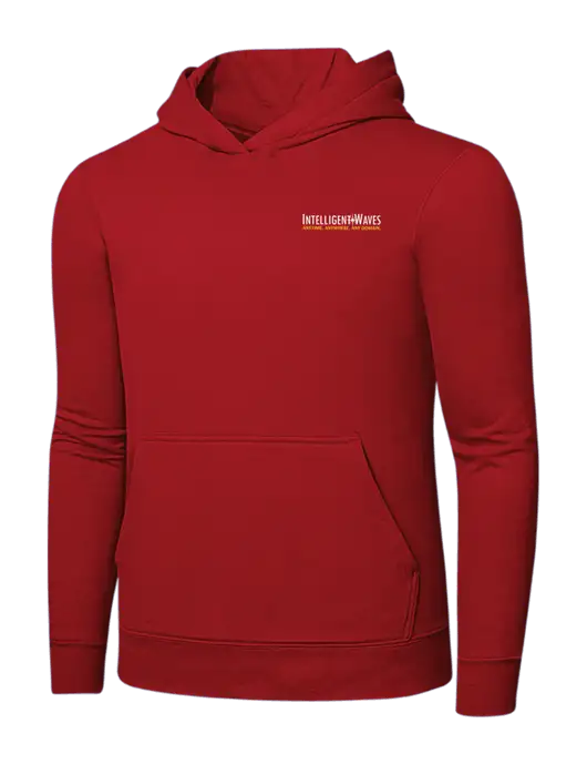 Bright Red 8.5 oz Ring Spun Hooded Sweatshirt w/Intelligent Waves Logo