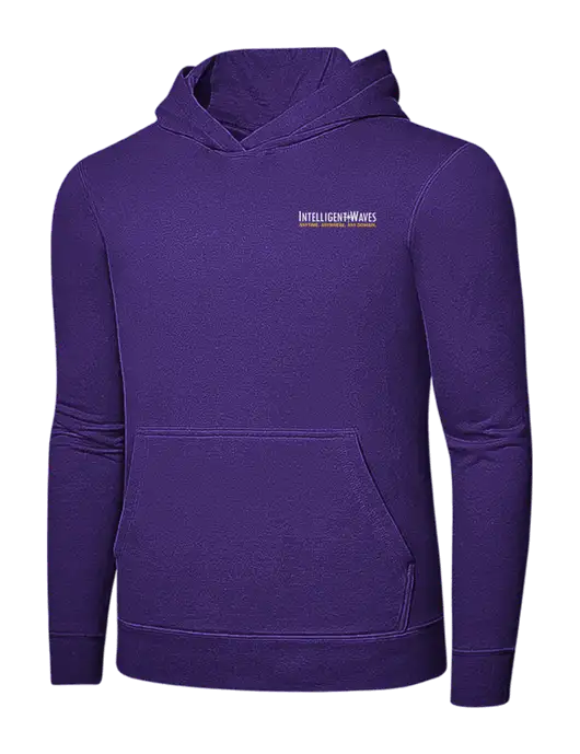 Purple 7.8 oz Ring Spun Hooded Sweatshirt w/Intelligent Waves Logo