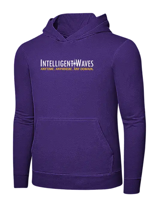Purple 7.8 oz Ring Spun Hooded Sweatshirt w/Intelligent Waves Logo