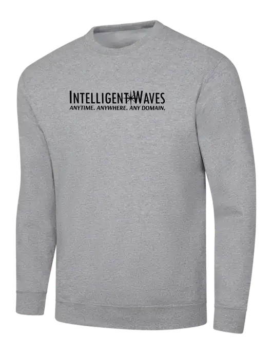 Light Grey Heather 7.8 oz Ring Spun Crew Sweatshirt w/Intelligent Waves Logo