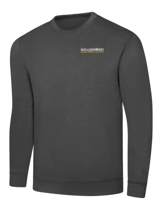 Charcoal 7.8 oz Ring Spun Crew Sweatshirt w/Intelligent Waves Logo