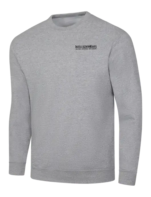 Light Grey Heather 7.8 oz Ring Spun Crew Sweatshirt w/Intelligent Waves Logo