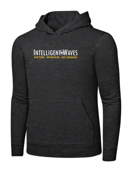 Dark Heather Grey 7.8 oz Ring Spun Hooded Sweatshirt w/Intelligent Waves Logo