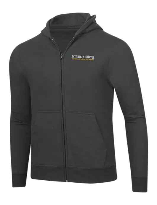 Charcoal 8.5 oz Ring Spun Zip Hooded Sweatshirt w/Intelligent Waves Logo