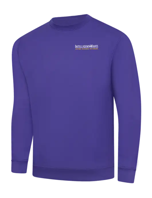 Purple 9 oz 50/50 Cotton/Poly Crew Sweatshirt w/Intelligent Waves Logo