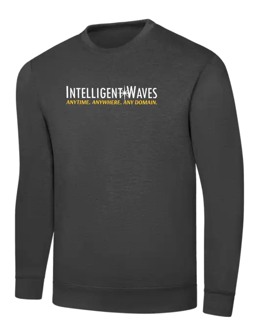 Dark Heather Grey 7.8 oz Ring Spun Crew Sweatshirt w/Intelligent Waves Logo
