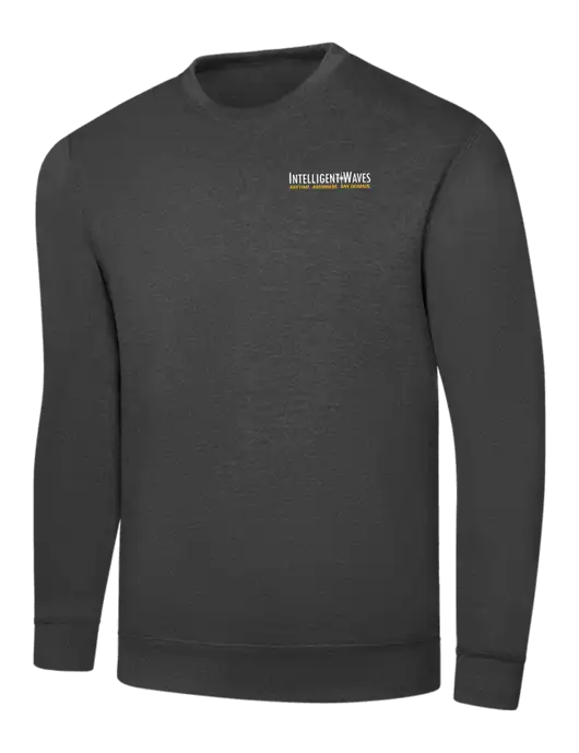 Dark Heather Grey 7.8 oz Ring Spun Crew Sweatshirt w/Intelligent Waves Logo