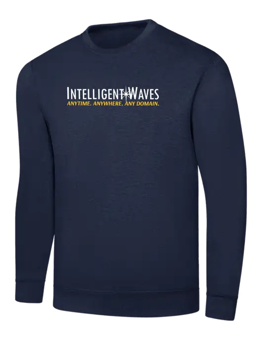 Navy 7.8 oz Ring Spun Crew Sweatshirt w/Intelligent Waves Logo