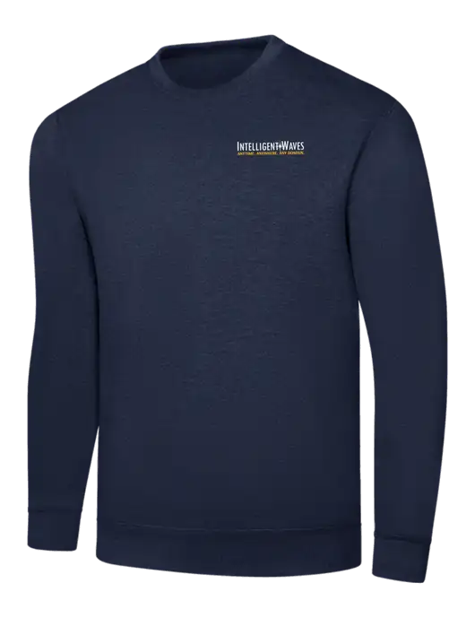 Navy 7.8 oz Ring Spun Crew Sweatshirt w/Intelligent Waves Logo