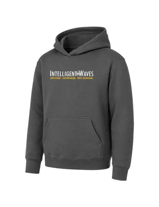 Youth Charcoal 7.8 oz Pullover Hooded Sweatshirt w/Intelligent Waves Logo