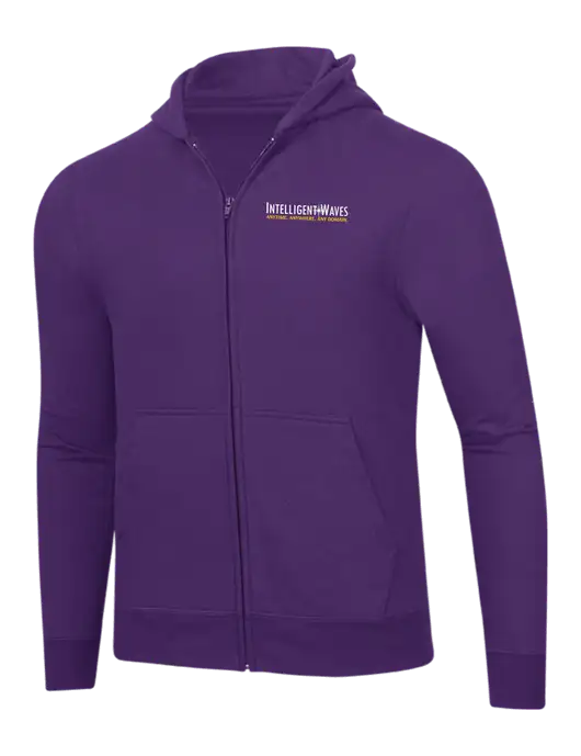Purple 8.5 oz Ring Spun Zip Hooded Sweatshirt w/Intelligent Waves Logo