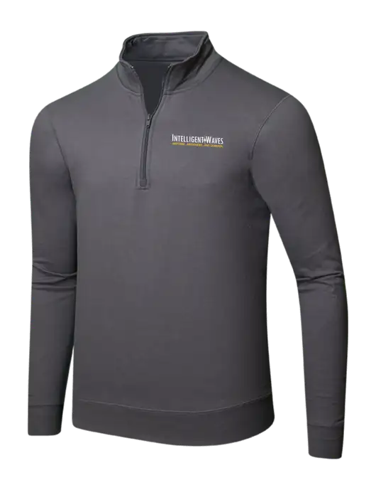 Charcoal 8.5 oz Ring Spun 1/4 Zip Pullover Sweatshirt w/Intelligent Waves Logo