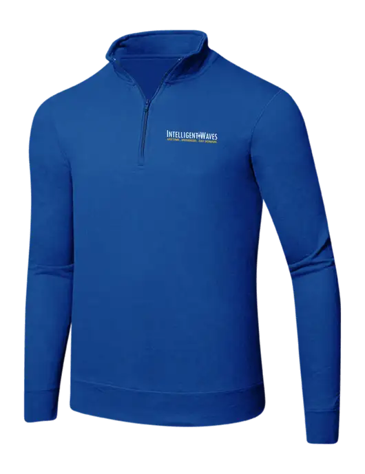 True Royal 8.5 oz Ring Spun 1/4 Zip Pullover Sweatshirt w/Intelligent Waves Logo