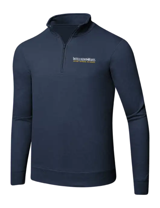 Team Navy 8.5 oz Ring Spun 1/4 Zip Pullover Sweatshirt w/Intelligent Waves Logo