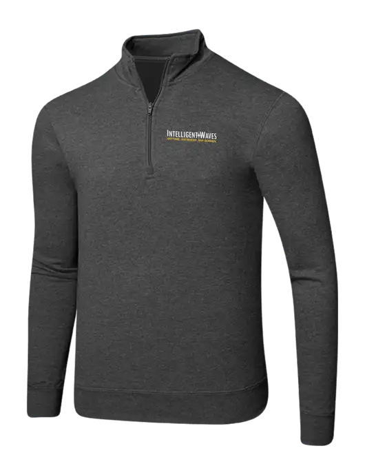 Dark Heather Grey 8.5 oz Ring Spun 1/4 Zip Pullover Sweatshirt w/Intelligent Waves Logo