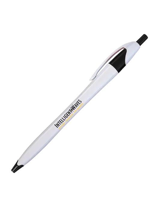 Novella White/Black Classic Pen - Blue Ink w/Intelligent Waves Logo