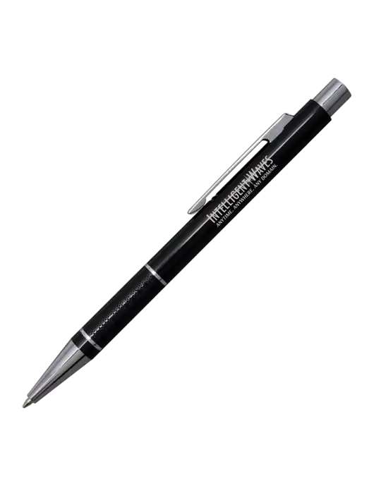 St George Black Pen - Blue Ink w/Intelligent Waves Logo