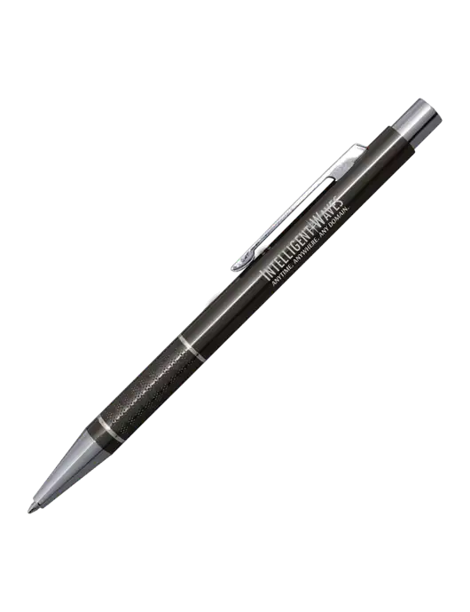St George Gunmetal Pen - Blue Ink w/Intelligent Waves Logo