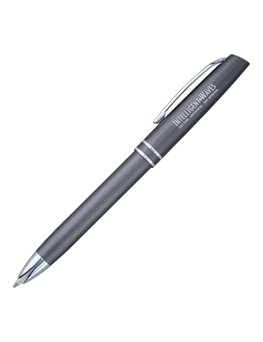 Gunmetal Anguilla Black Ink Pen w/Intelligent Waves Logo