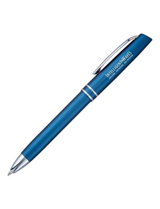 Blue Anguilla Black Ink Pen w/Intelligent Waves Logo