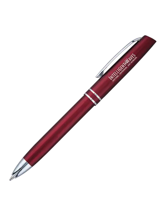 Maroon Anguilla Black Ink Pen w/Intelligent Waves Logo