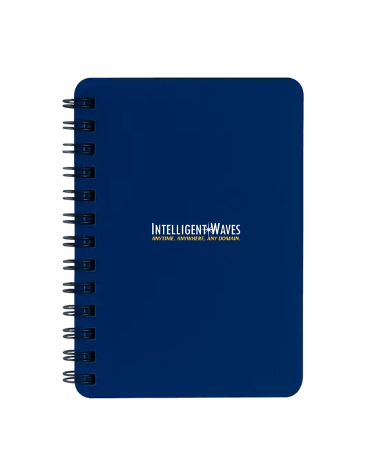 Sturdy Navy Blue Hardcover Notebook, 5.25 x 7 w/Intelligent Waves Logo