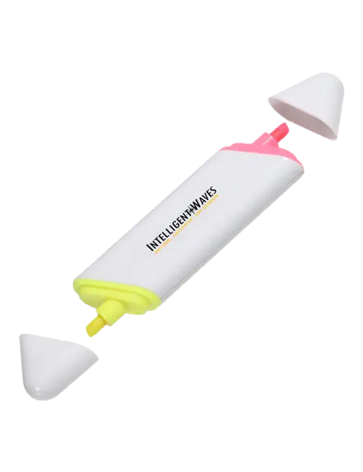 White BiLighter Dual Ended Highlighter w/Intelligent Waves Logo