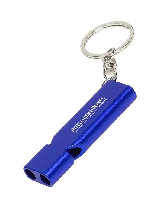 Quick Alert Blue Safety Whistle w/Intelligent Waves Logo