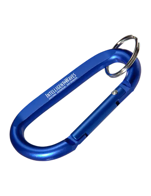 Blue Carabiner & Key Ring w/Intelligent Waves Logo