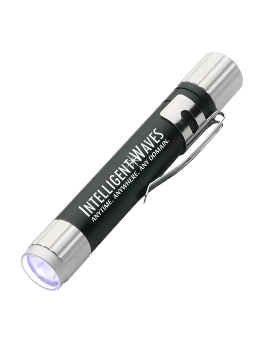 Black Aluminum LED Penlight w/Intelligent Waves Logo