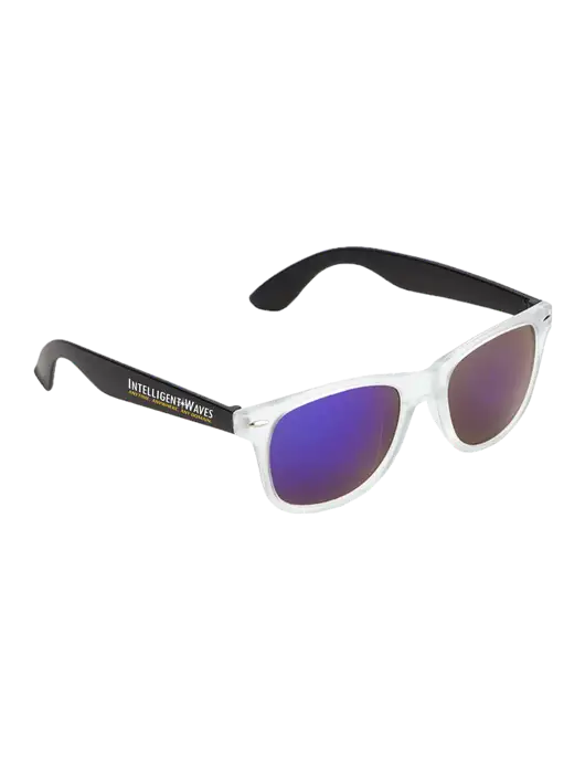 Key West Black Mirrored Sunglasses w/Intelligent Waves Logo