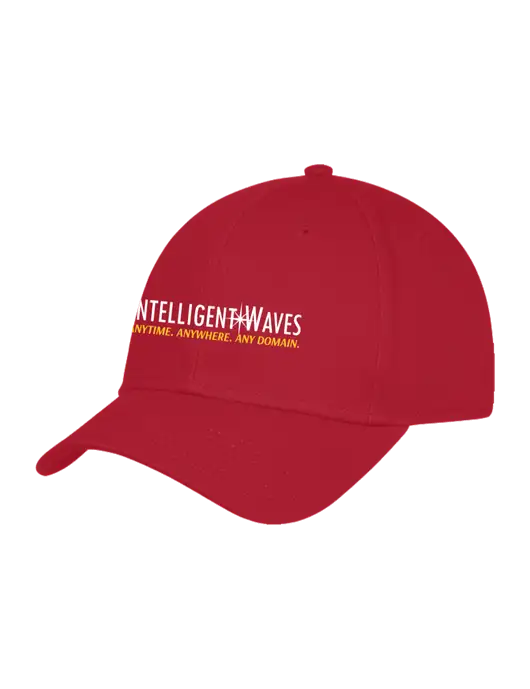 Red Structured Cap Hook & Loop w/Intelligent Waves Logo