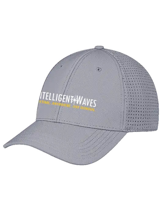 Grey Performance Stretchable Cap Hook & Loop w/Intelligent Waves Logo