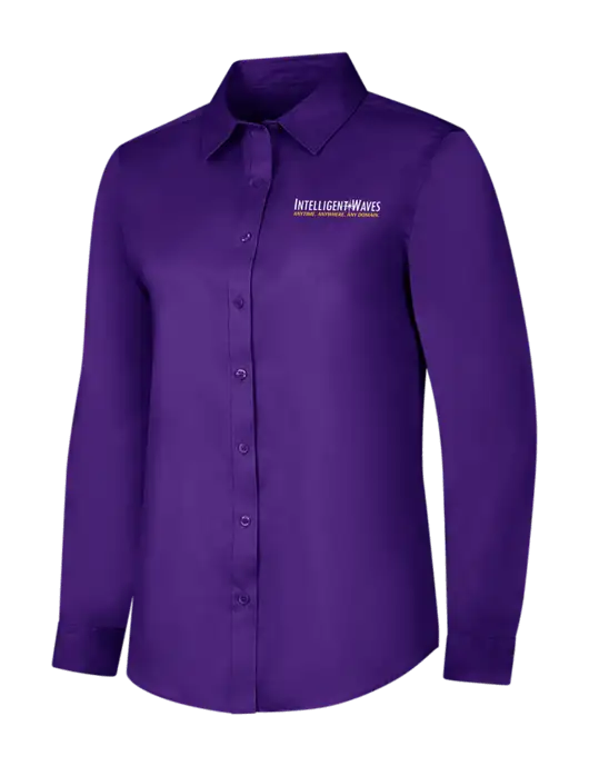 Purple Womens Long Sleeve Superpro React Twill Shirt w/Intelligent Waves Logo