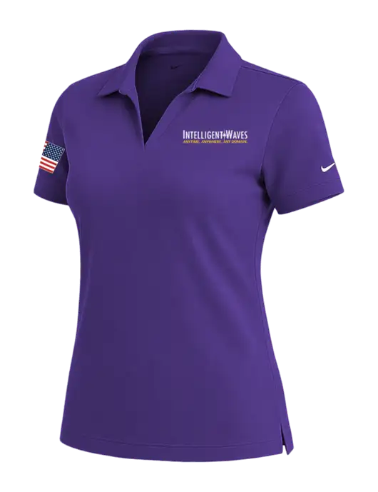 NIKE Purple Womens Dri-Fit Micro Pique Polo w/Intelligent Waves Logo, US Flag Logo