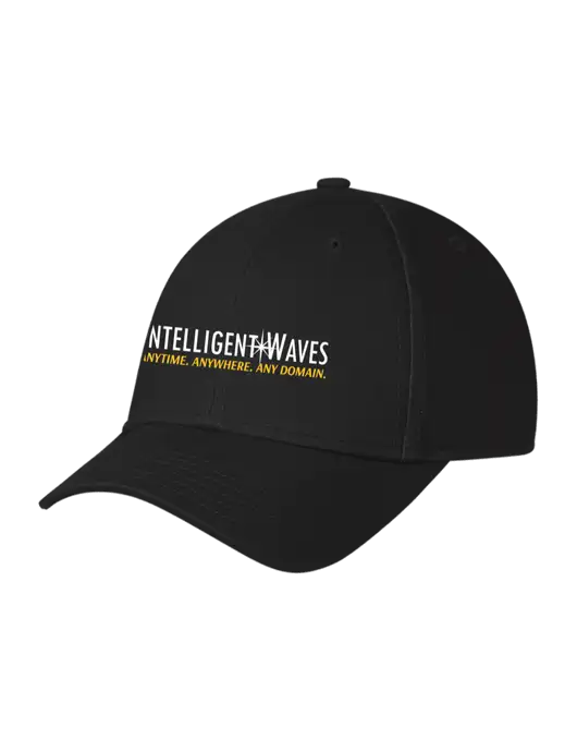 Black Structured Cap Hook & Loop w/Intelligent Waves Logo