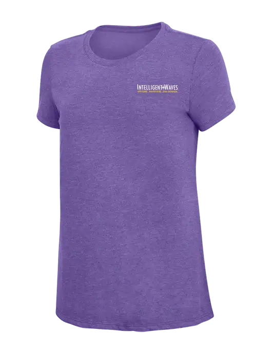 Womens Simply Soft Purple Frost 4.5oz  Poly/Combed Ring Spun Cotton T-Shirt w/Intelligent Waves Logo