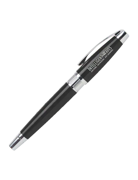 Masscotti Black Rollerball Pen - Black Ink w/Intelligent Waves Logo