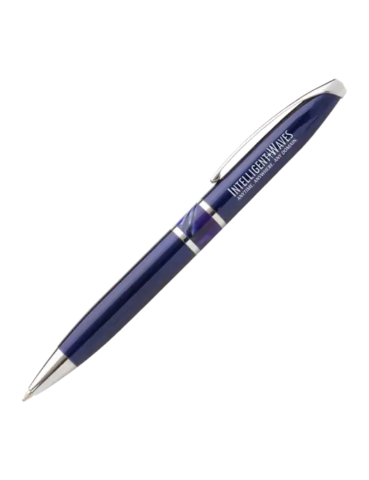 Illusion Navy Pen - Black Ink w/Intelligent Waves Logo